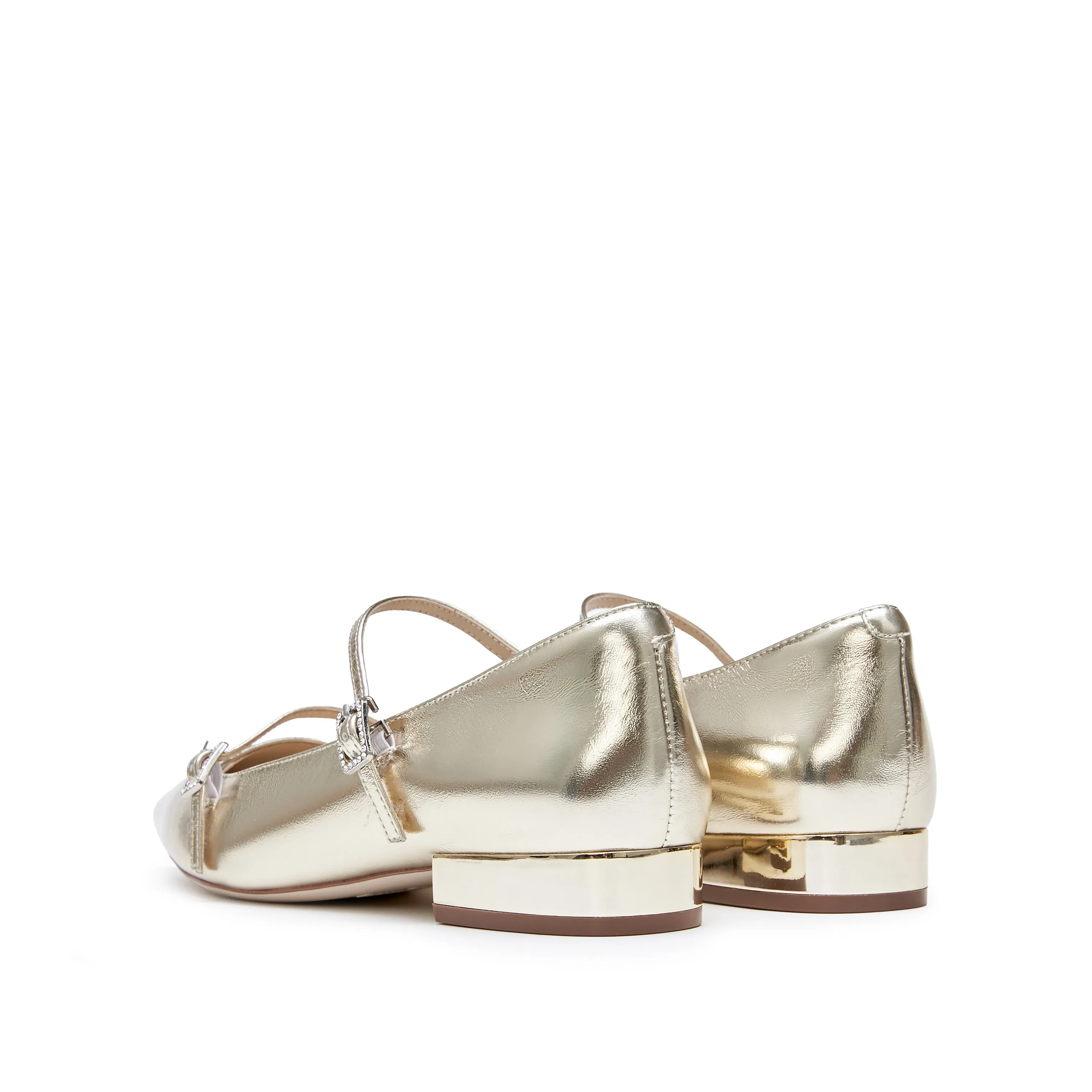 Pointy Light Gold Crystal buckle Mary Jane Flats