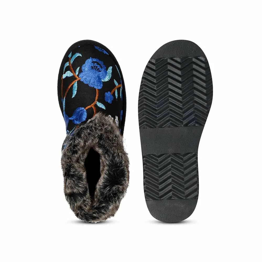 Saint G Embroidered Blue Suede Leather Snug Boots