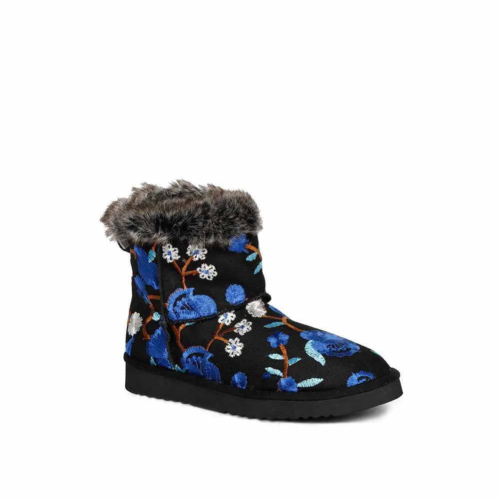 Saint G Embroidered Blue Suede Leather Snug Boots