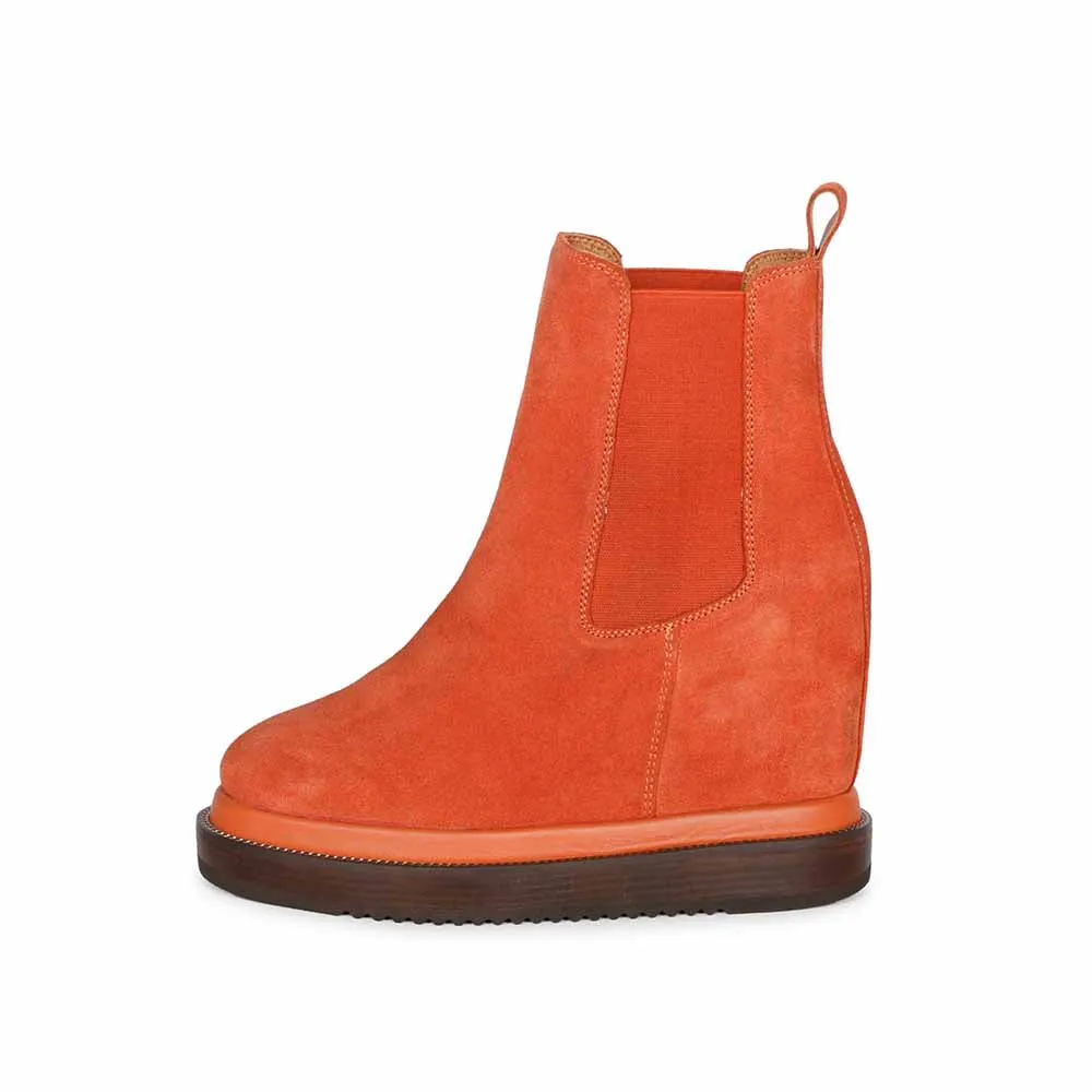 Saint G Solid Tan Leather Slip On Ankle Boots