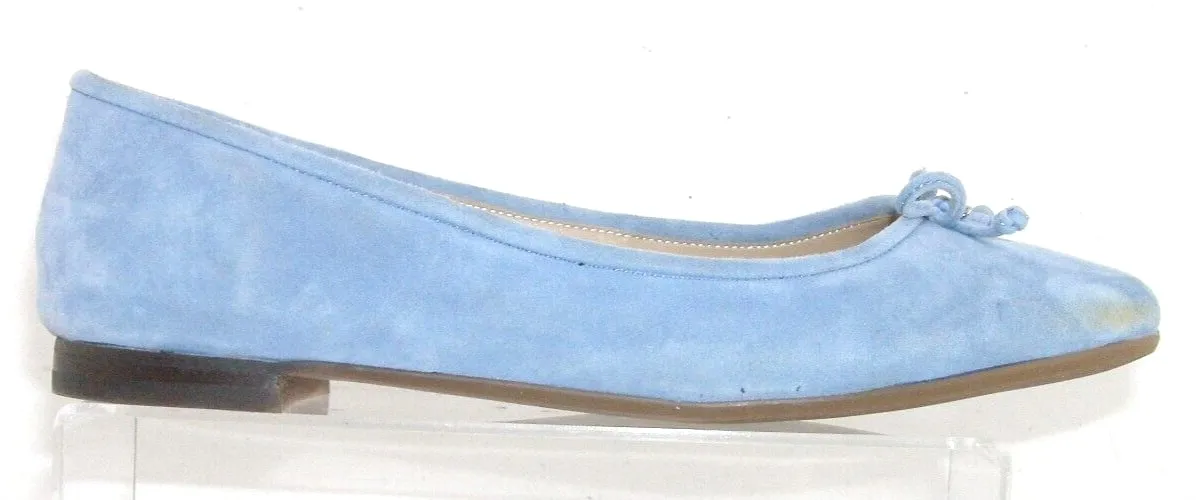 Sam Edelman Kaylee Light Blue Leather Almond Toe Slip On Detailed Ballet Flats