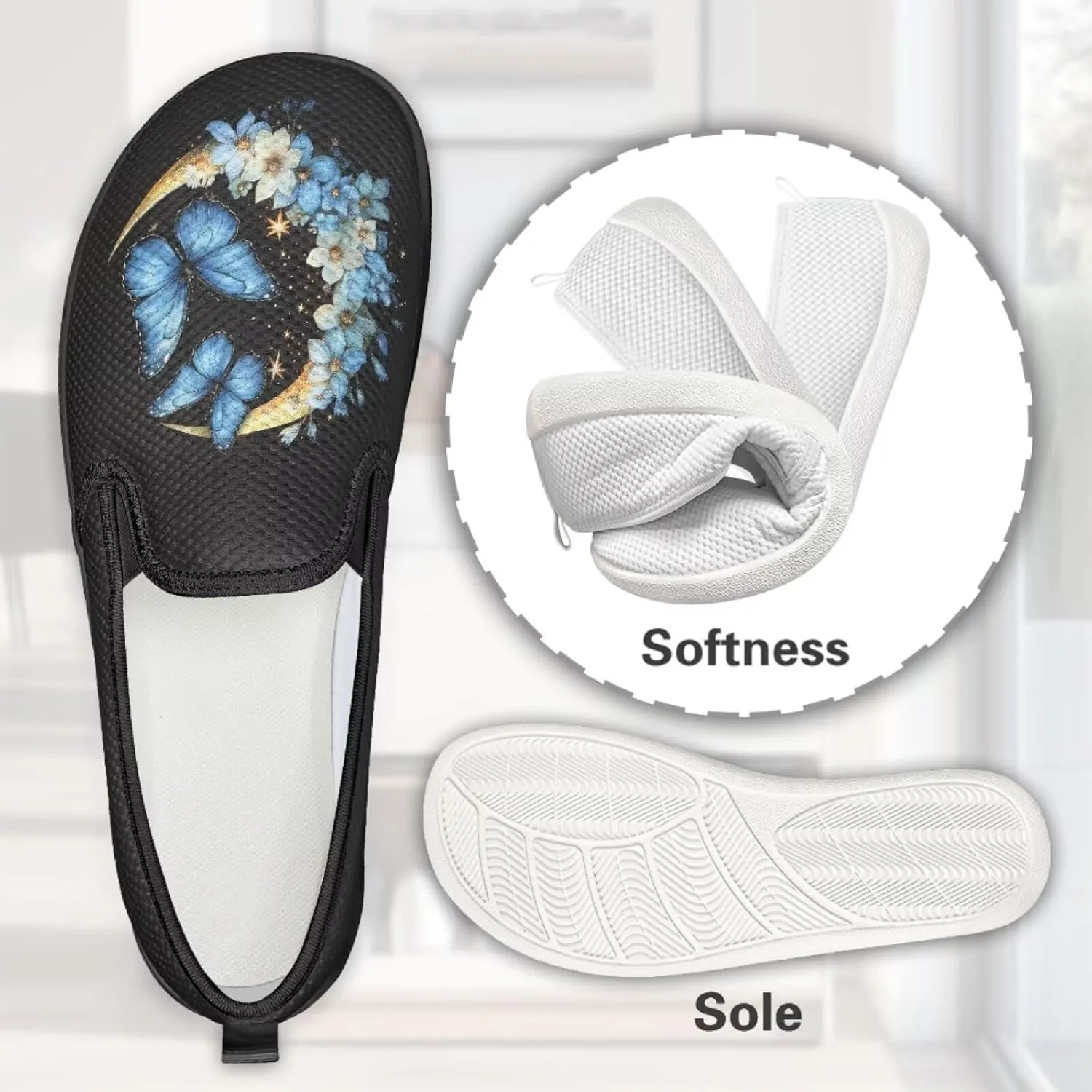 Slip On Shoes for Women Breathable Mesh Low Top Flats Lightweight Non-Slip Sneakers for Walking Work