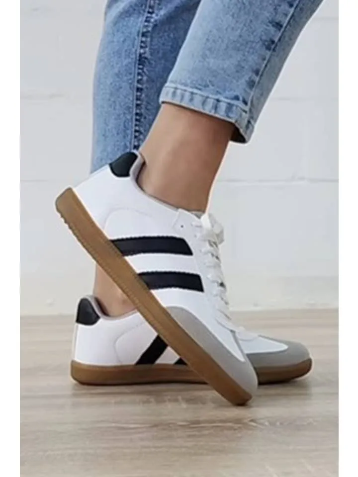 Striped Lace-Up Sneakers