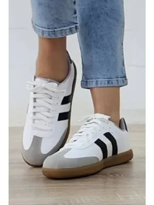 Striped Lace-Up Sneakers
