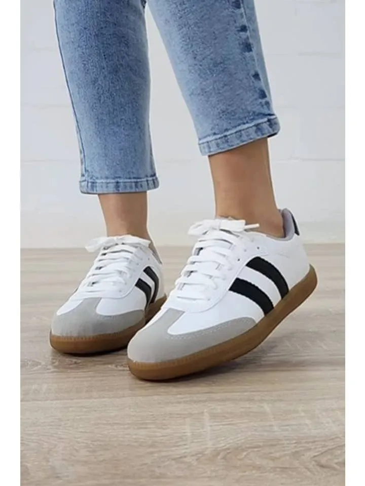 Striped Lace-Up Sneakers