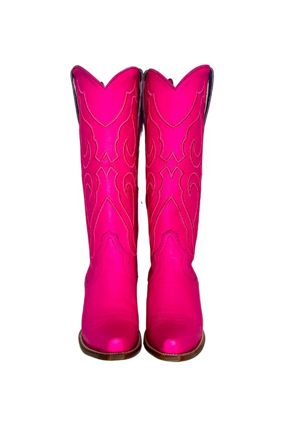 Tall Snip Toe Boots Fuschia