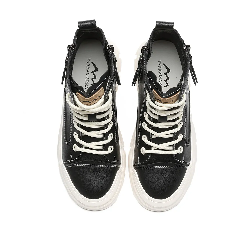 TARRAMARRA® Lace-up and Zipper Chunky Leather Boots Lorrine