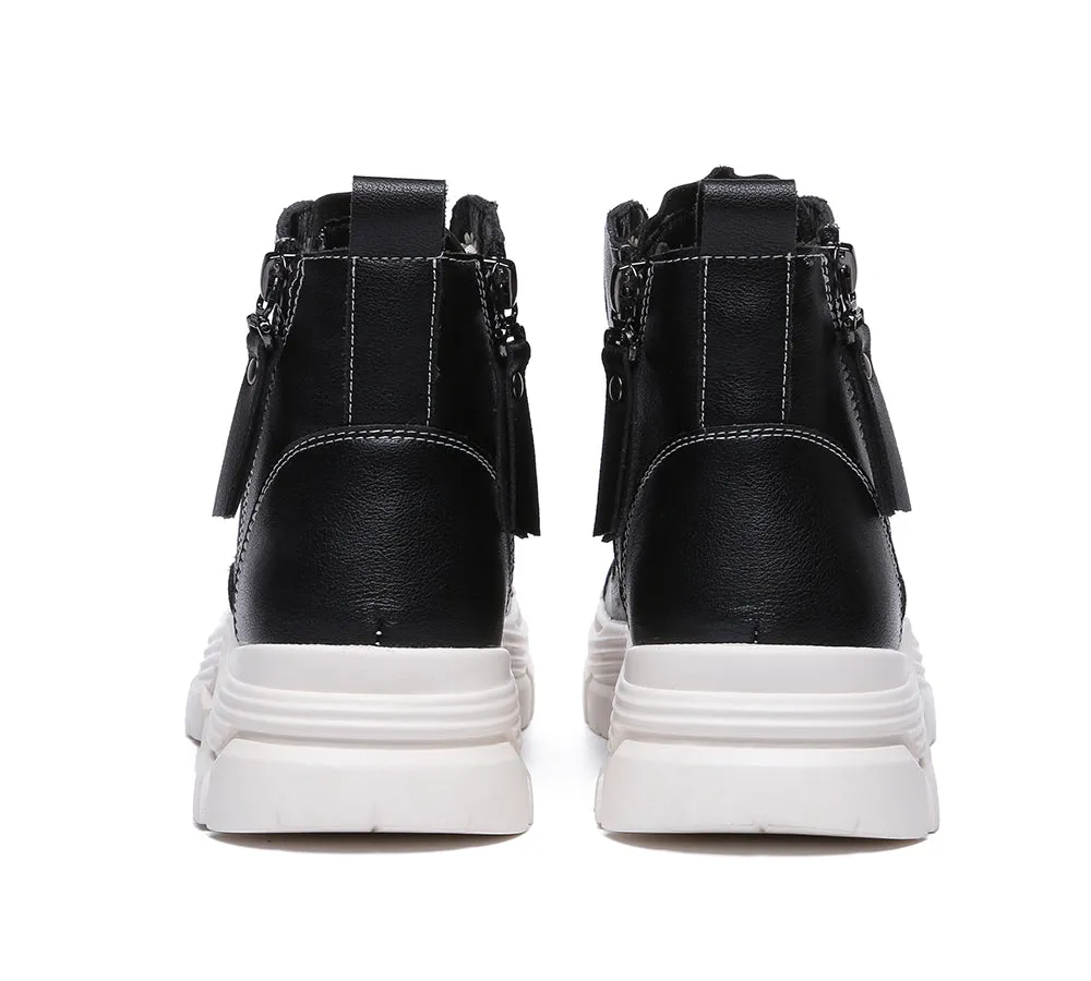 TARRAMARRA® Lace-up and Zipper Chunky Leather Boots Lorrine