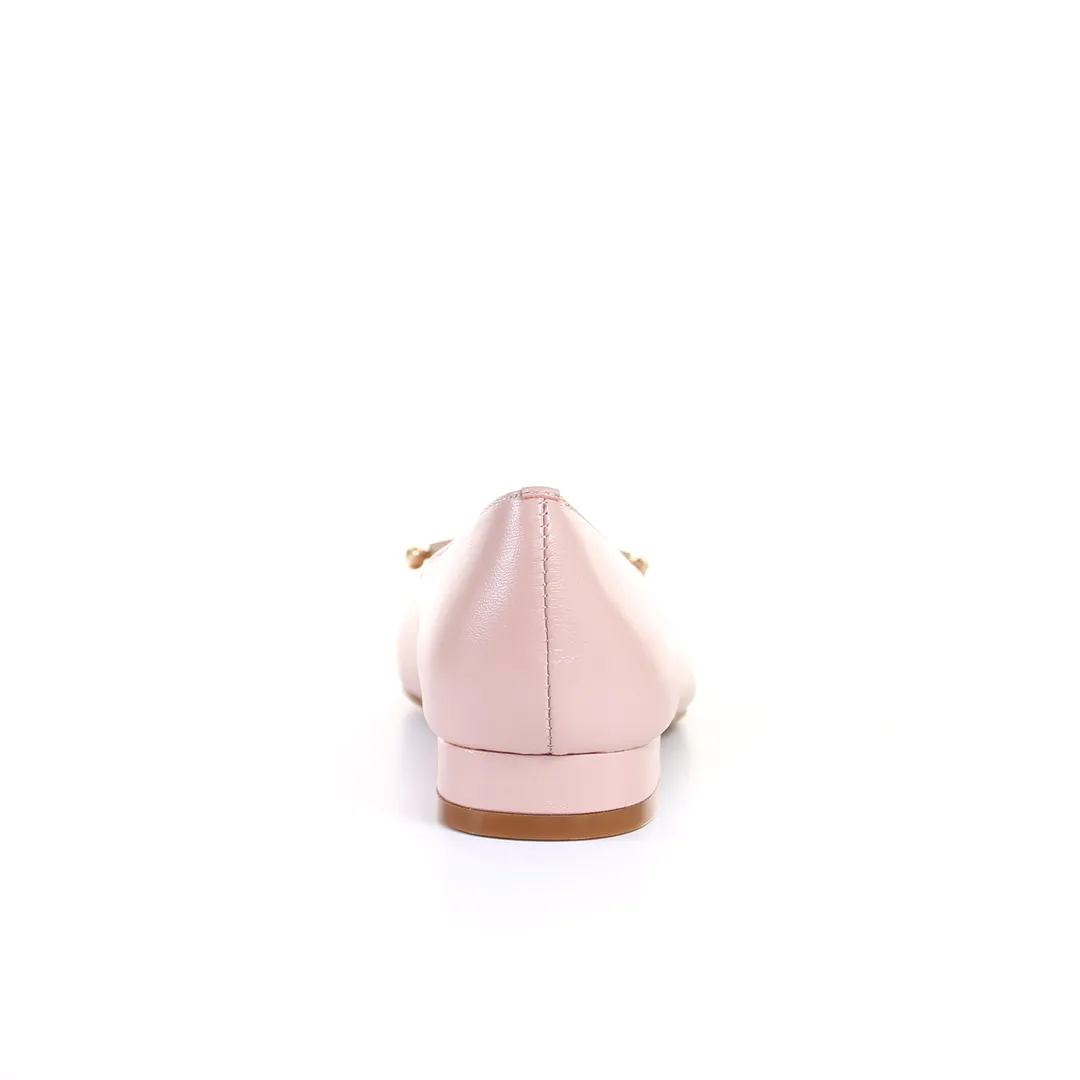 Tassel Leather Square Toe Ballerina (Pink)