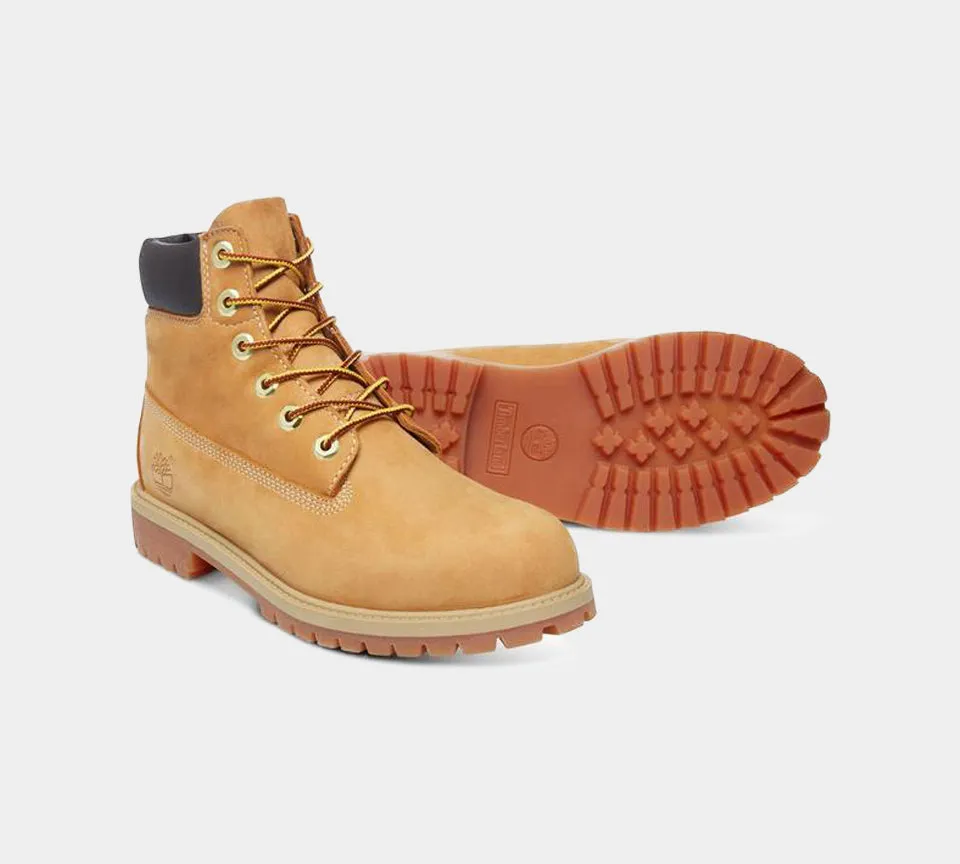 Timberland Junior 6" Premium Lace Up Boots Wheat Nubuck