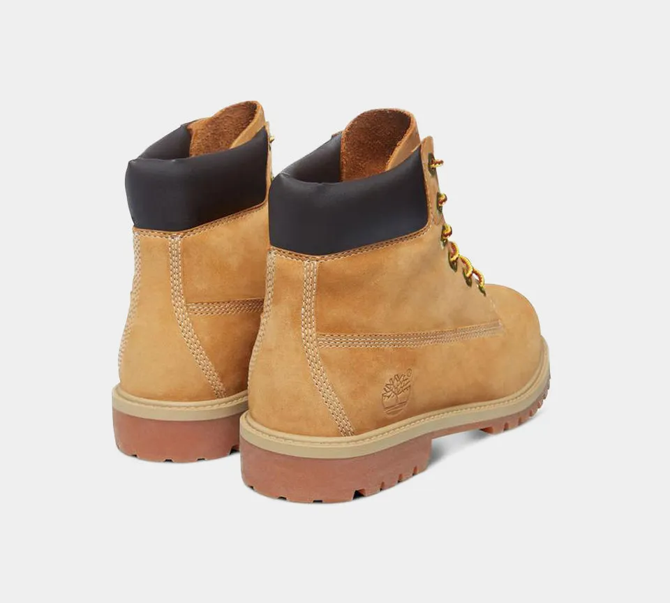 Timberland Junior 6" Premium Lace Up Boots Wheat Nubuck
