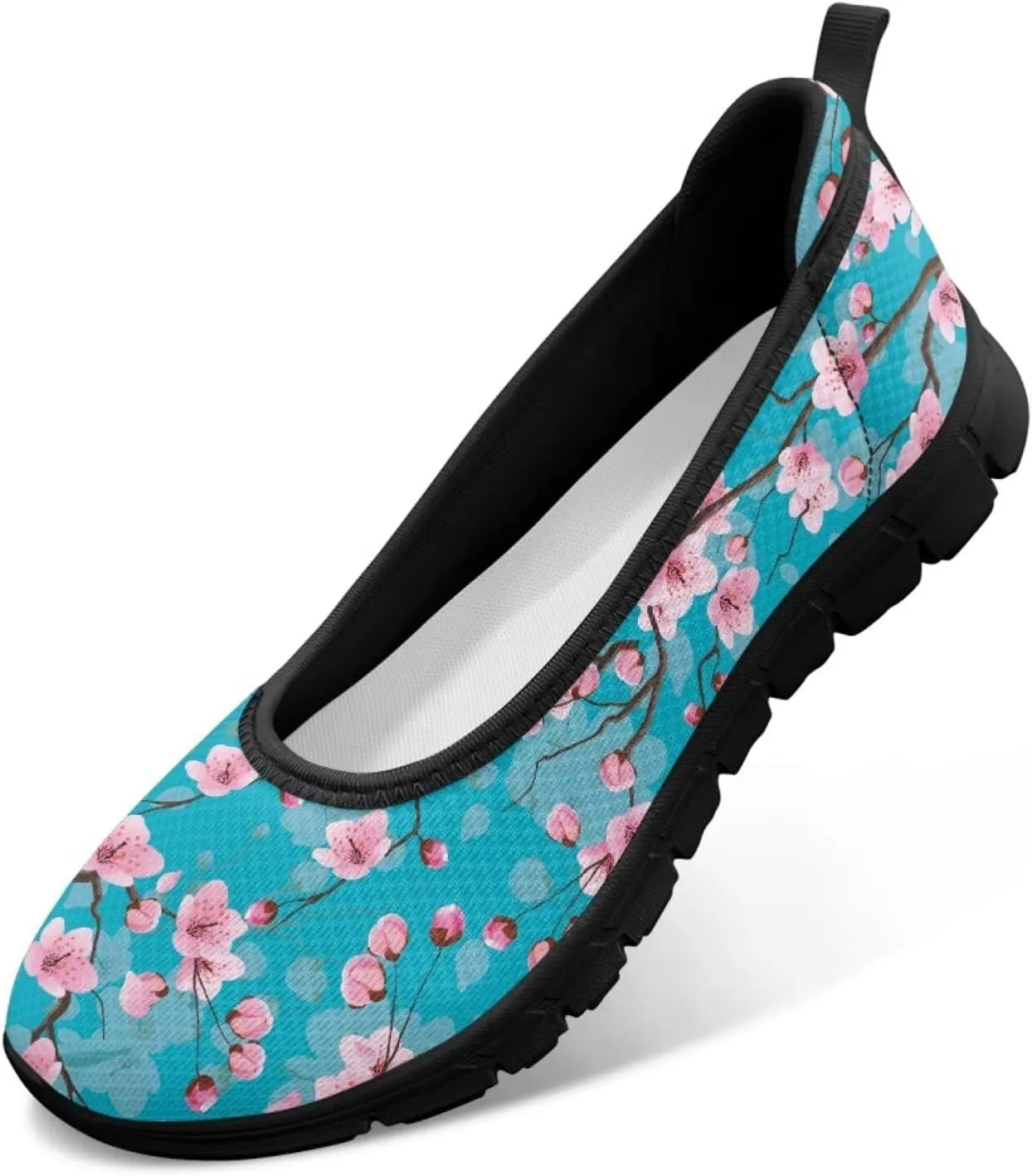UNICEU Womens Floral Flats Shoes Breathable Slip On Low Top Loafers Lightweight Non-Slip Fashion Walking Sneakers