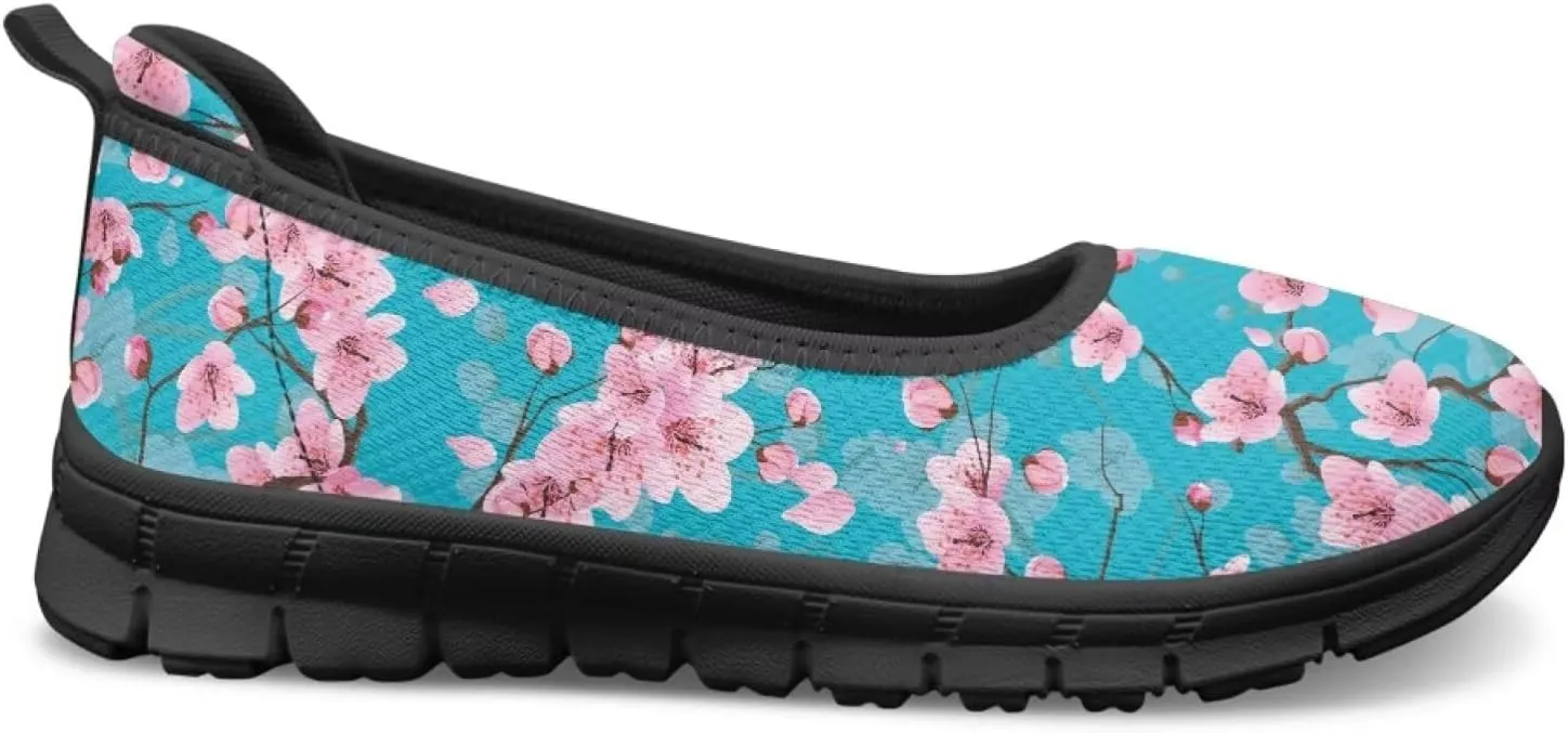 UNICEU Womens Floral Flats Shoes Breathable Slip On Low Top Loafers Lightweight Non-Slip Fashion Walking Sneakers
