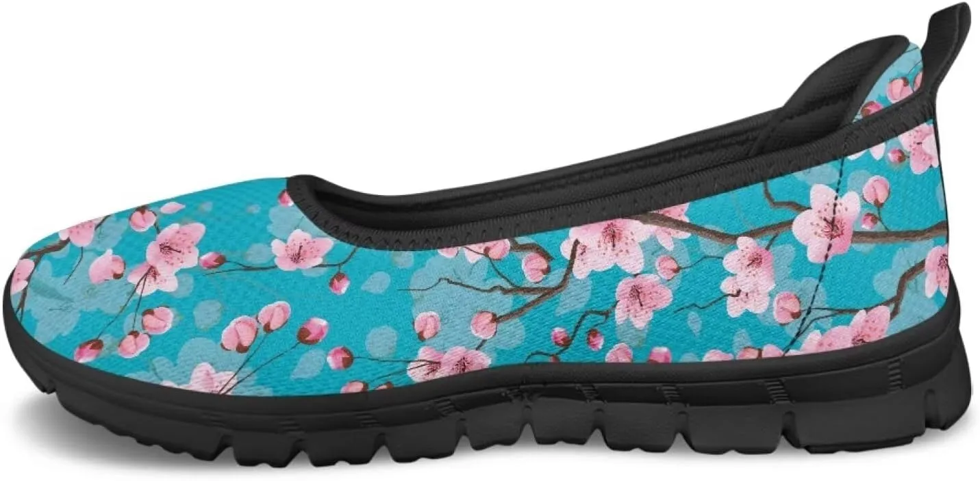 UNICEU Womens Floral Flats Shoes Breathable Slip On Low Top Loafers Lightweight Non-Slip Fashion Walking Sneakers