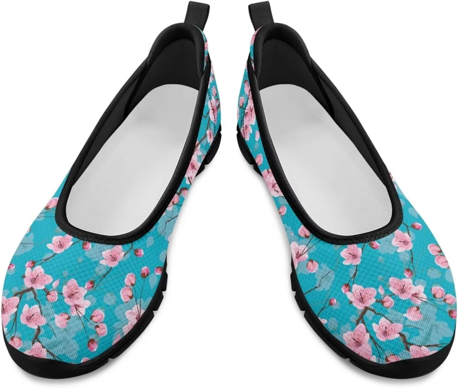 UNICEU Womens Floral Flats Shoes Breathable Slip On Low Top Loafers Lightweight Non-Slip Fashion Walking Sneakers