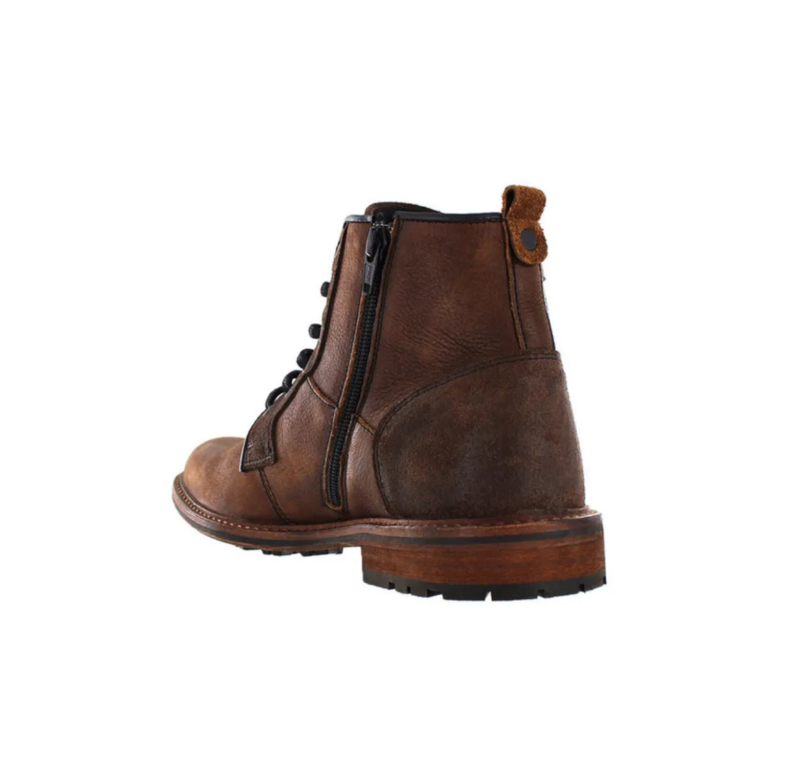 Wild Rhino Tyler Brown 6 Eyelet Zip Ankle Boot Made In Portugal