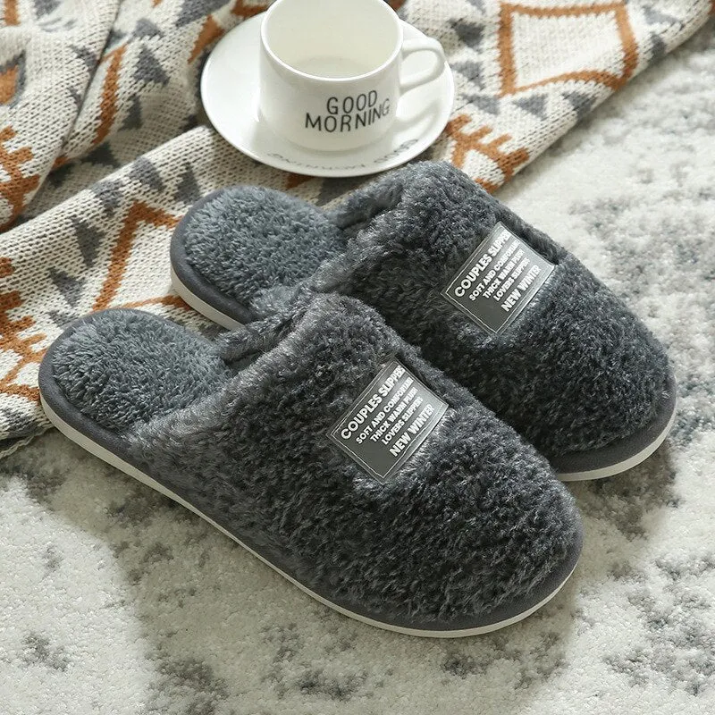 Winter Soft Indoor Slippers Femme  Slippers for Women Home Comfortable Plush Zapatillas Mujer Warm Solid Ladies Shoes