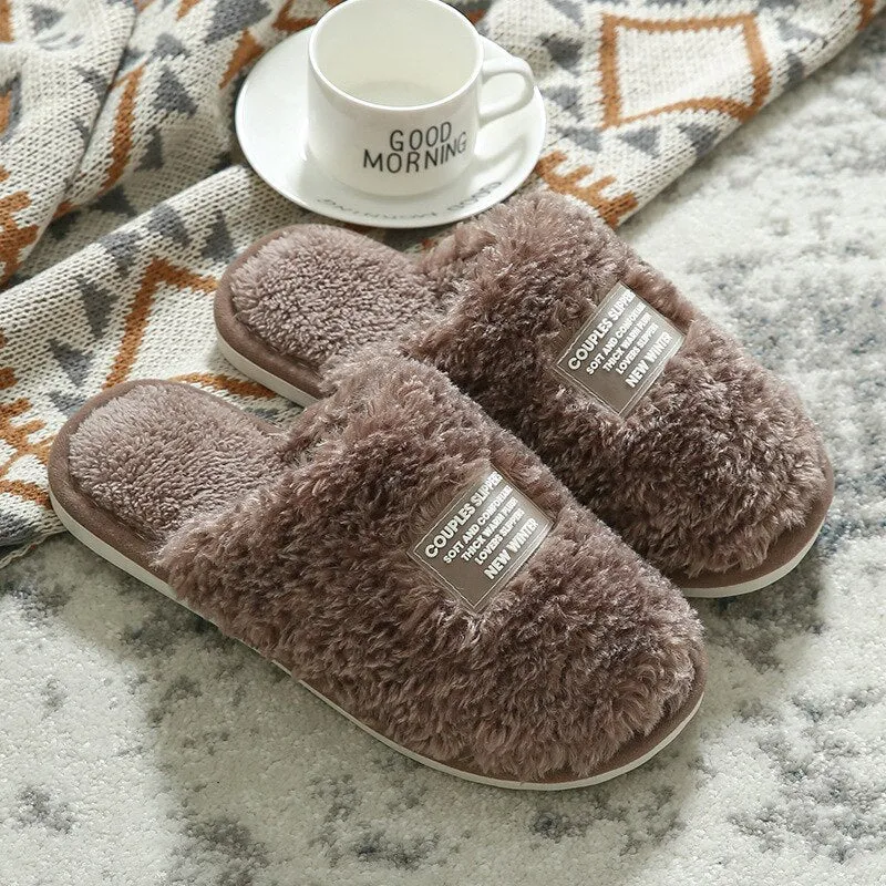 Winter Soft Indoor Slippers Femme  Slippers for Women Home Comfortable Plush Zapatillas Mujer Warm Solid Ladies Shoes