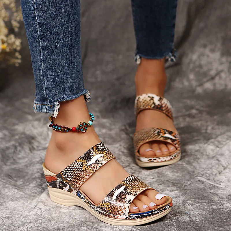 Women Faux Leather Open Toe Orthopedic Sandals