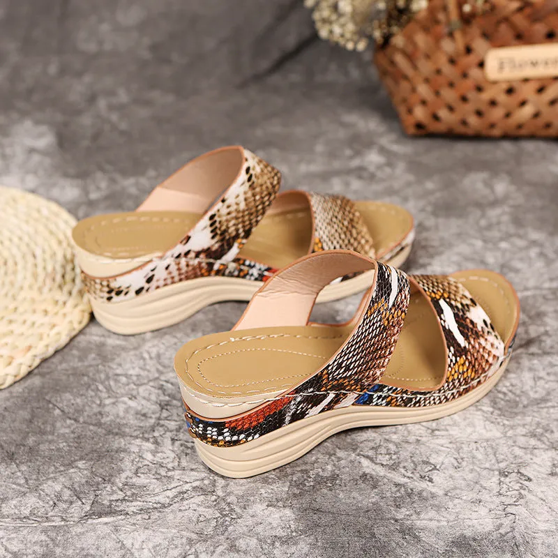Women Faux Leather Open Toe Orthopedic Sandals