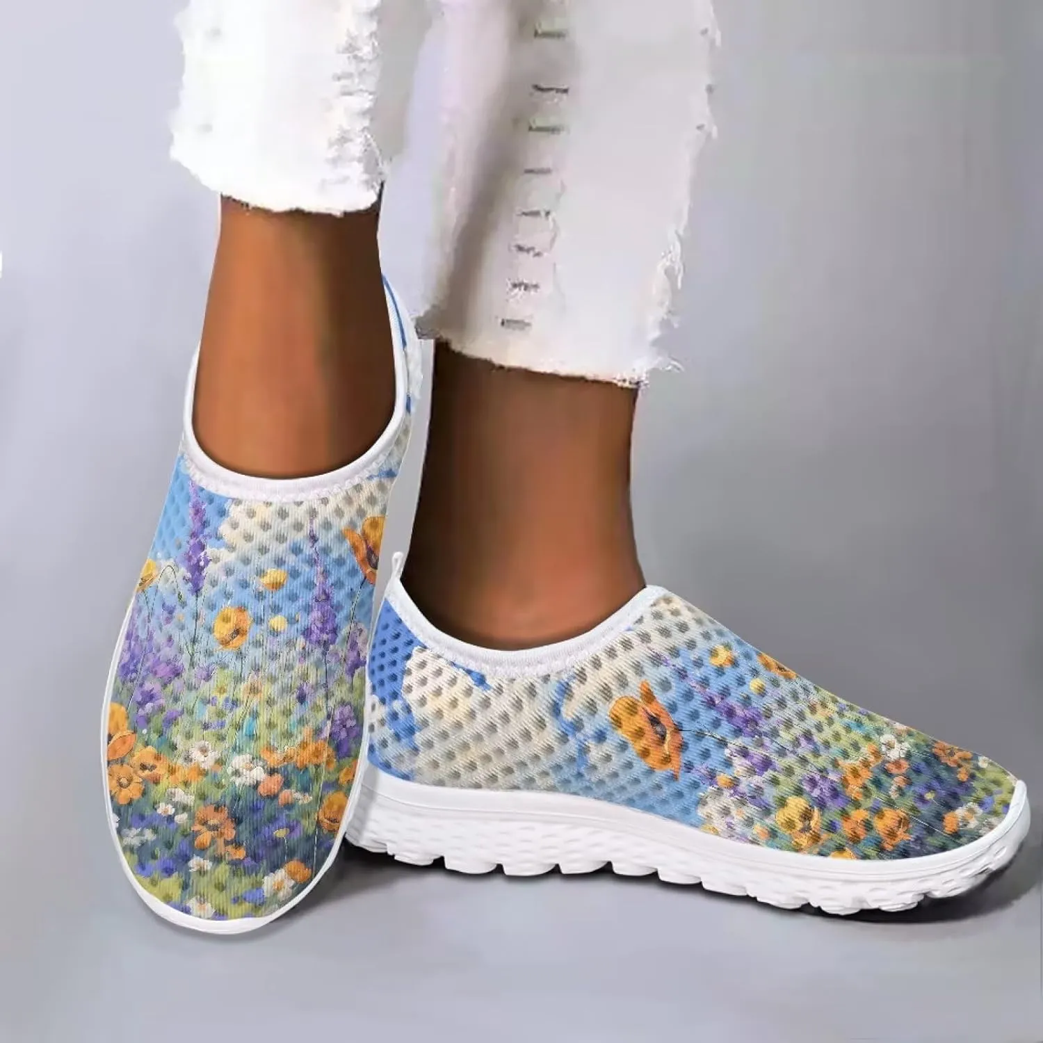 Women's Walking Shoes, Breathable Slip on Tennis Shoes Comfortable Sneakers, Casual Mesh Lightweight Athletic Sneakers