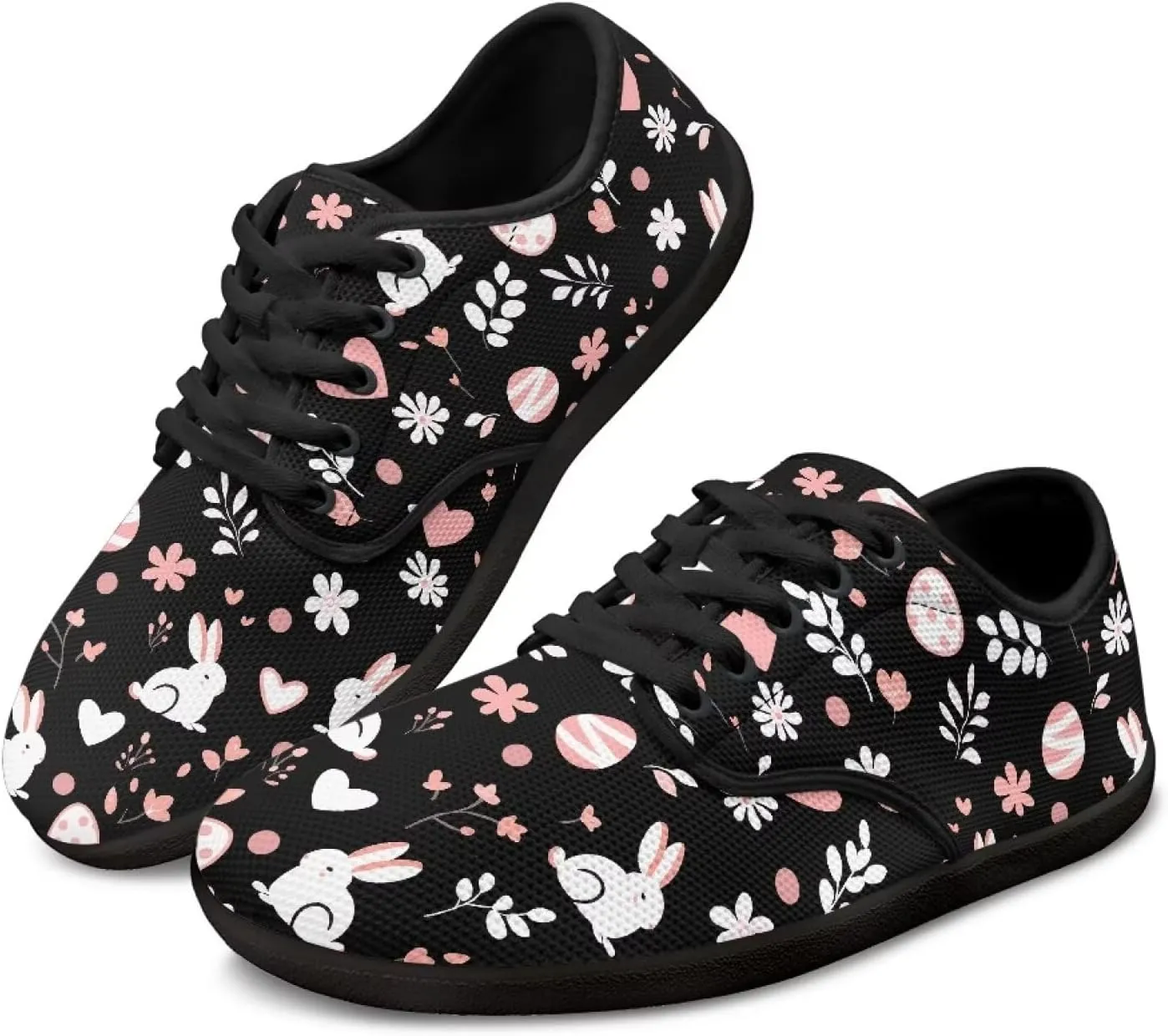 Womens Wide Toe Lace-Up Barefoot Shoes Minimalist Running Shoes Light Elastic Breathable Shoe for Walking US 6-13.5 Black Sole