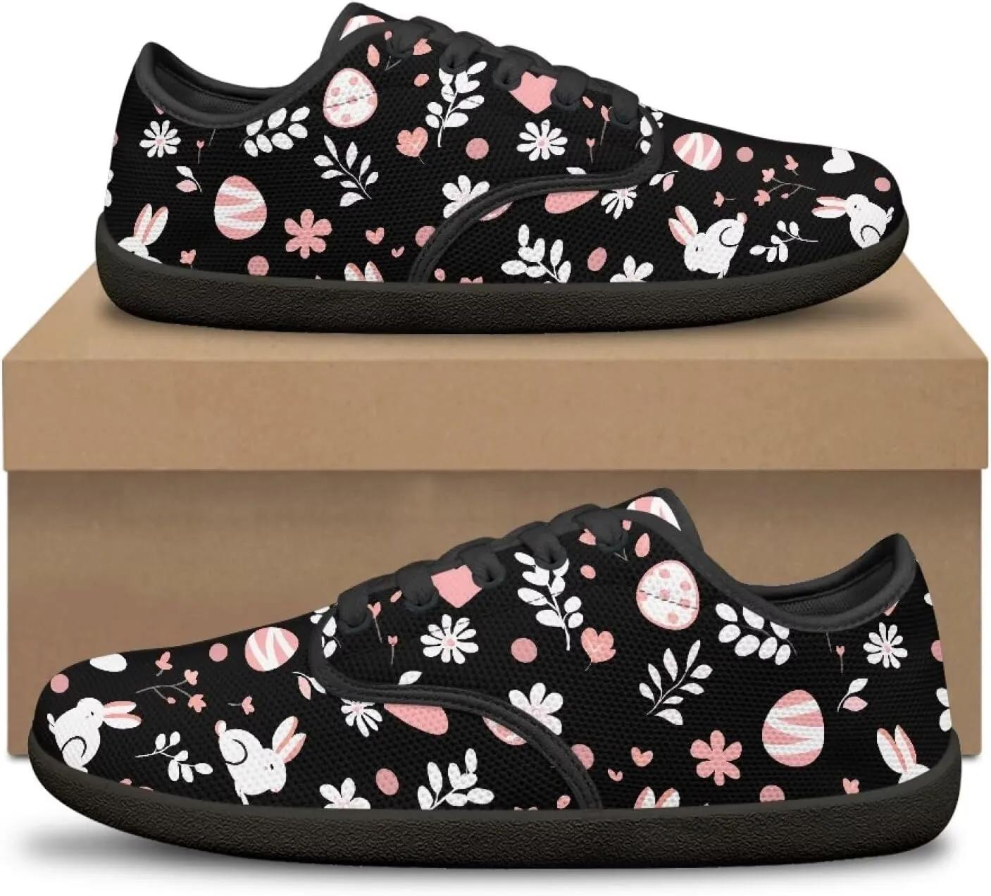 Womens Wide Toe Lace-Up Barefoot Shoes Minimalist Running Shoes Light Elastic Breathable Shoe for Walking US 6-13.5 Black Sole