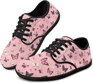 Womens Wide Toe Lace-Up Barefoot Shoes Minimalist Running Shoes Light Elastic Breathable Shoe for Walking US 6-13.5 Black Sole